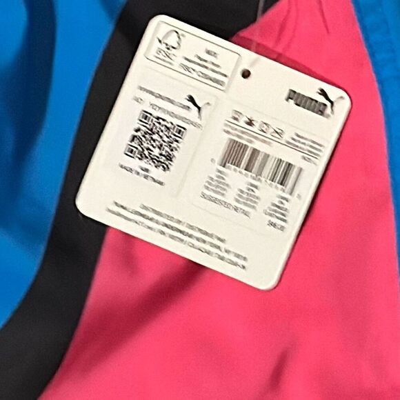 Puma logo swim trunks pink blue 8” inseam L - Picture 6 of 8